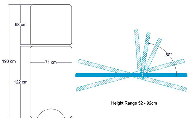 ABCO Exam G Gynae Couch - Schematic Drawing
