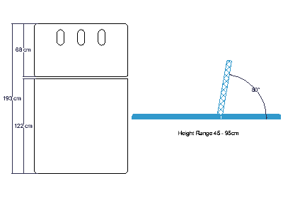 ABCO 2 Section Bobath Neurological Table - Schematic Drawing