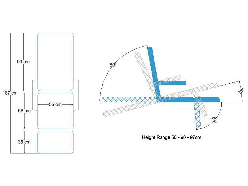 ABCO T35 Treatment Chair - Schematic Drawing