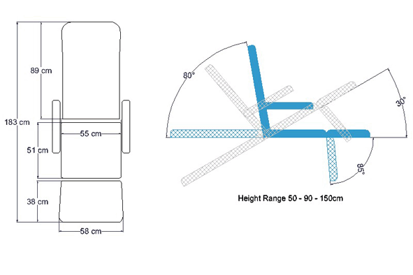 ABCO T40 Treatment Chair - Schematic Drawing