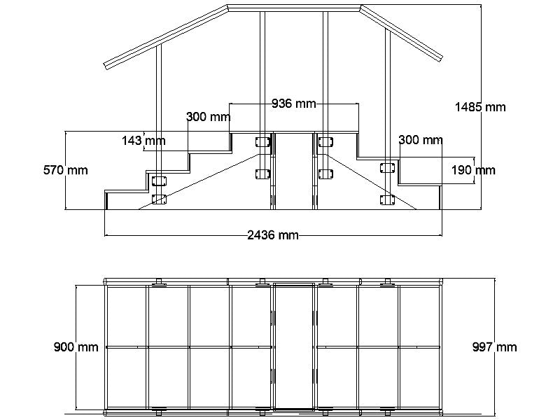 ABCO Rehabilitation Stairs 4 x 3 Straight - Schematic Drawing
