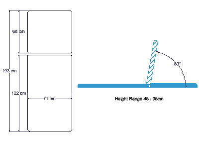 ABCO 2 Section Hospital Examination Couch - Schematic Drawing