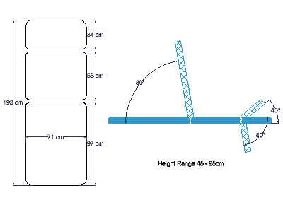 ABCO 3 Section Hospital Examination Couch - Schematic Drawing