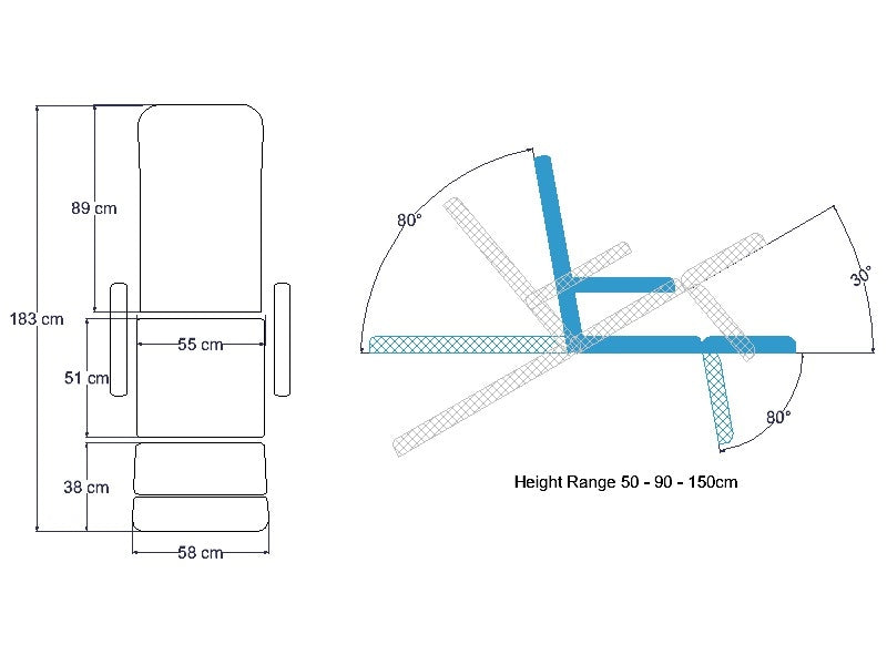 ABCO P400 Podiatry Chair with Memory - Schematic Drawing