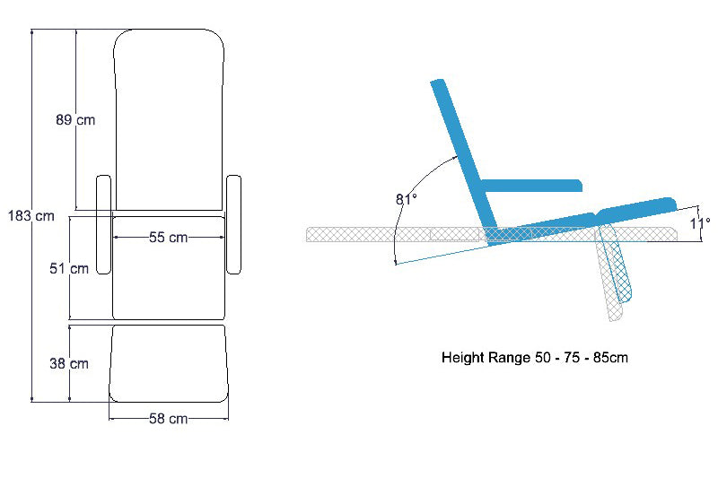 ABCO P20 Podiatry Chair - Schematic Drawing
