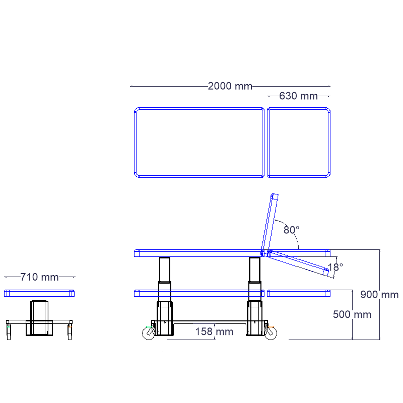 ABCO Examination Table - Acucare - Schematic Drawing