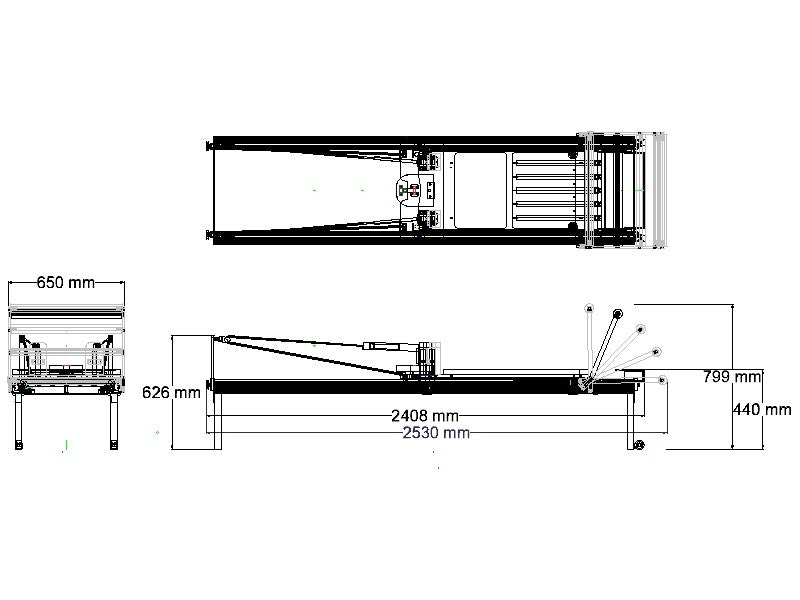 ABCO Pilates Clinical Reformer - Schematic Drawing